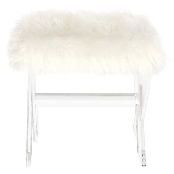 Safavieh Keely Faux Sheepskin X-Ottoman, White & Clear SFV3551A